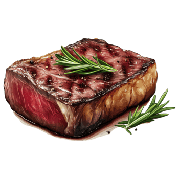 Exquisite wagyu steak with perfect marbling, garnished with herbs png
