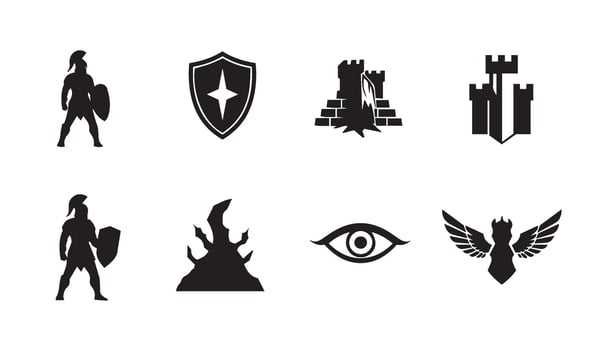 Gothic Warrior Theme Artwork blended with medieval combat motifs vector