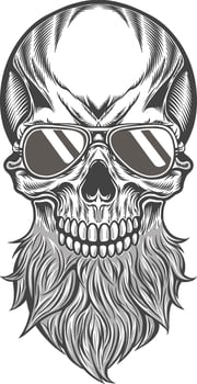 Skull with beard and sunglasses illustration vector
