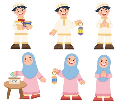 Muslim Islamic Children's Set Illustration vector