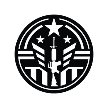 the logo for the military is shown in black and white vector