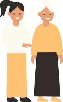 Volunteers Helping Old Person with Flat Design. vector