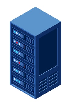 Isometric server equipment isolated background. Flat isometric 3d illustration cloud server. Datacenter storage. Isometric technology, vector