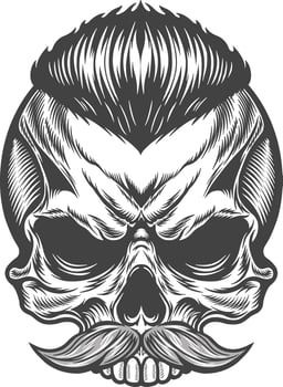 Skull with moustache and beard vector