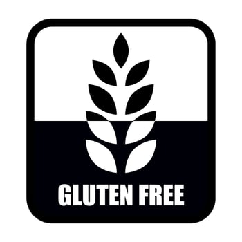 Gluten free food stamp, emblem. Black and white illustration of a gluten free. Square composition with wheat. vector