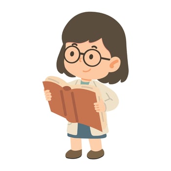 Little Girl student Kid Scientist cartoon vector