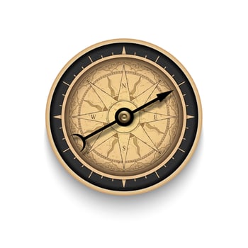 Realistic Vintage Compass isolated on white background vector