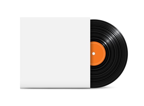 Realistic vinyl record in paper case,black polyvinyl chloride vector