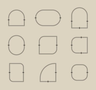Modern aesthetic line elements, trendy linear frames with stars. vector