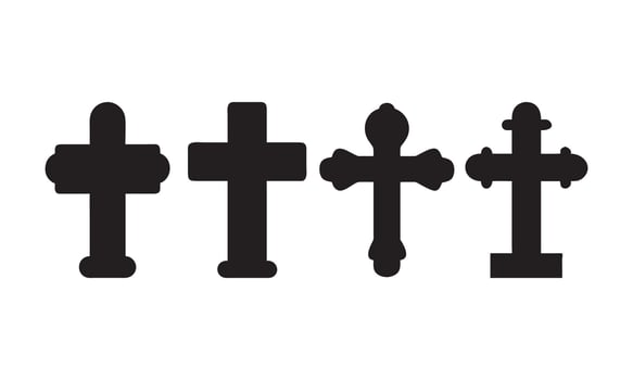 Christian Cross Silhouettes Different Styles vector