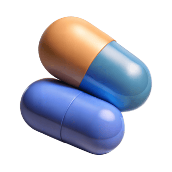 Two Colorful Medication Capsules on Transparent Background png