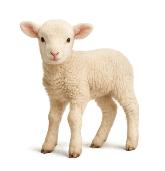 Little Adorable baby sheep standing on transparent background png