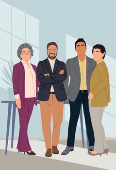 Business team standing in modern office room vector