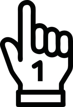 Hand icon pointing up, highlighting number one vector