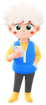 Youthful Character Holding Smartphone in Vibrant Outfit png