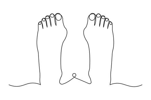 One continuous line art drawing of foot sole linear style Hand drawn isolated style vector