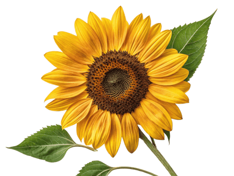 vibrant sunflower stands tall with its bright yellow petals and rich brown center, symbolizing warmth and positivity in nature beauty png