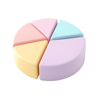 Colorful 3D Pie Chart with Five Sections on Transparent Background png