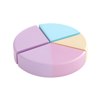 Pastel Color 3D Pie Chart Segments on Transparent Background, Business Diagram png