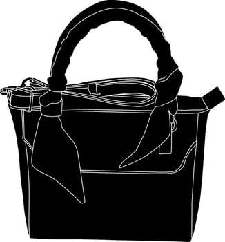 Elegant Black Handbag with Scarf Detail - Fashion Accessory vector