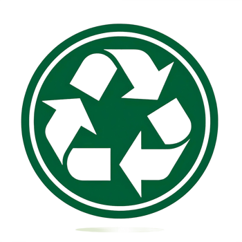 A green recycling symbol with arrows in it png