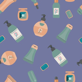 Colorful Pattern of Cosmetic Bottles and Beauty Products vector