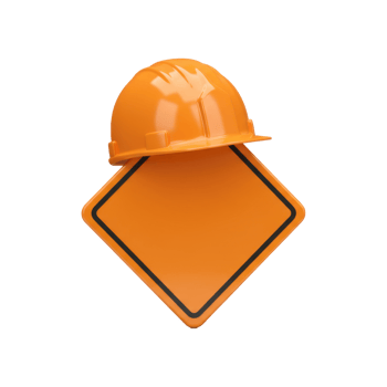 Simple work zone symbol with helmet isolated background png
