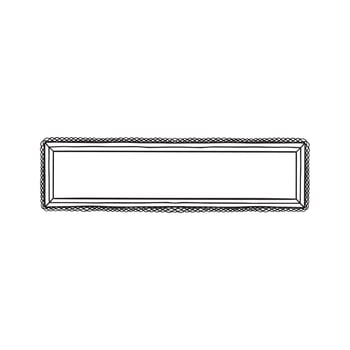 A long illustrated frame with scalloped edge. Hand drawn in black and white. vector