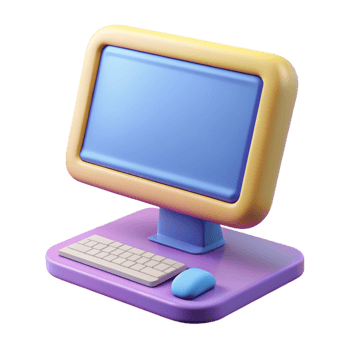 computer monitor with keyboard and mouse on a transparent background png
