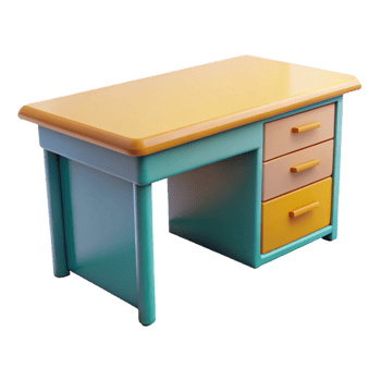 a small desk with three drawers on it png