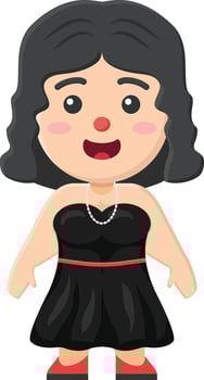 cartoon woman in black dress with red nose vector