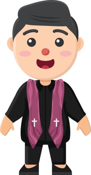 a cartoon priest with a purple scarf vector