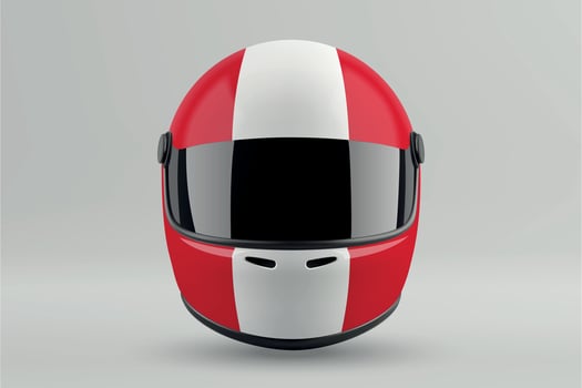 Front view of racing helmet featuring Peru flag colors vector