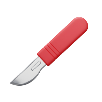 Red Handle Scalpel Medical Tool 3D Render Clean Design png