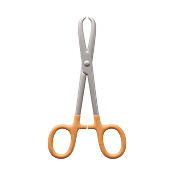 Surgical Forceps Medical Instrument Orange Handles Steel Blades 3D Render png