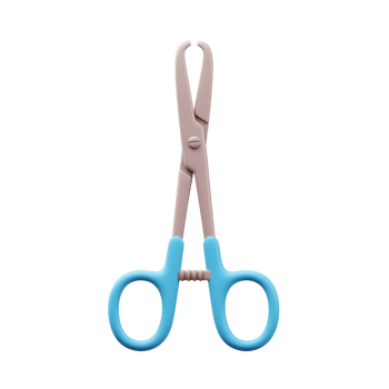 Medical Blue Handled Surgical Forceps Metal Blades Closeup View png