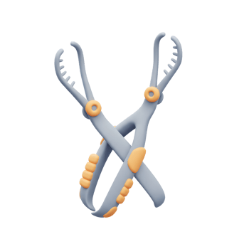 Gray Medical Forceps 3D Rendered Model Orange Accents png