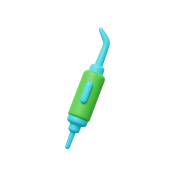 3D Rendered Green Blue Medical Tool Curved Tip Clean Design png