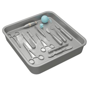Medical Instrument Tray Sterile Tools Dental Equipment Silver Background png