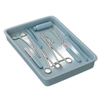 Surgical Instruments Tray Sterile Tools Medical Kit Blue Background png