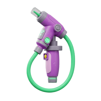 Purple Futuristic Water Gun Green Hose Nozzle Gadget Design png