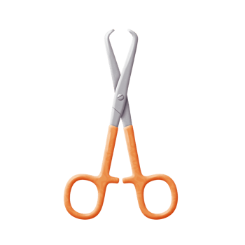 Orange Handled Surgical Scissors Metal Blades Illustration png