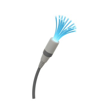 Fiber Optic Cable Connector Glowing Blue Light Streaks Modern Technology png