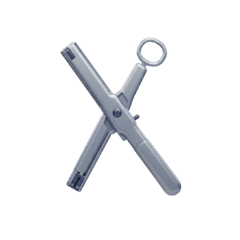 Metallic Grey Surgical Clamp Medical Tool X Shape Design png