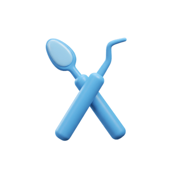 Blue Dental Tools Crossed 3D Render Simple Design png