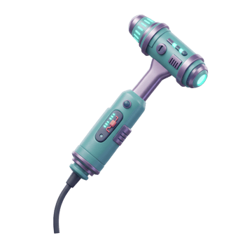 Futuristic Teal Medical Hammer Digital Display Neon Lights png