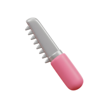Pink Handle Silver Comb 3D Rendered Icon Design png
