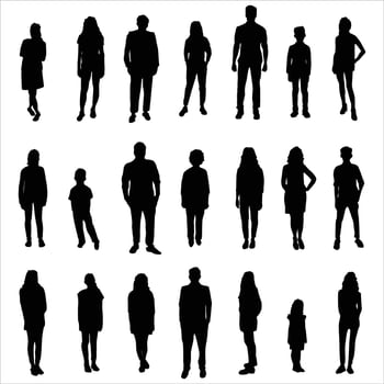 people silhouettes set.Male and female silhouettes set vector