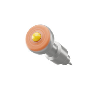 Rotating Metal Device Orange Disc Yellow Center Modern Design png