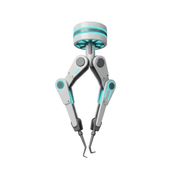 Futuristic Robotic Claw Teal Lights Grey Design 3D Render png
